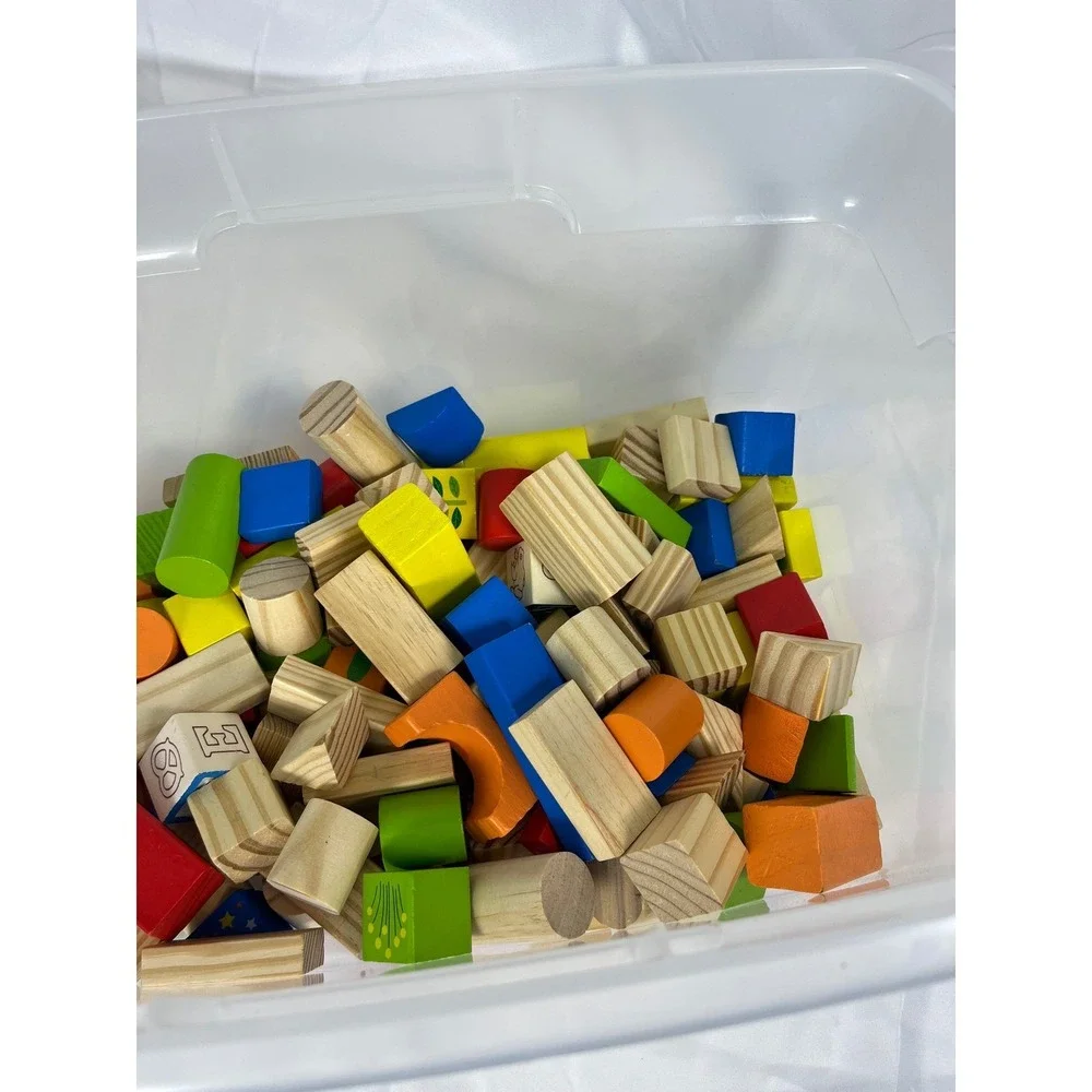 Wooden Building Blocks Toy Set Colorful Educational‎ STEM Learning Blocks